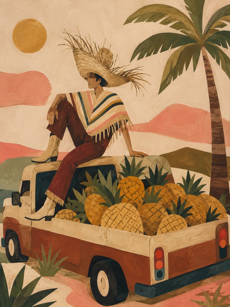 Tropical Vintage Poster – Palm Tree Wall Art - artwork on paper