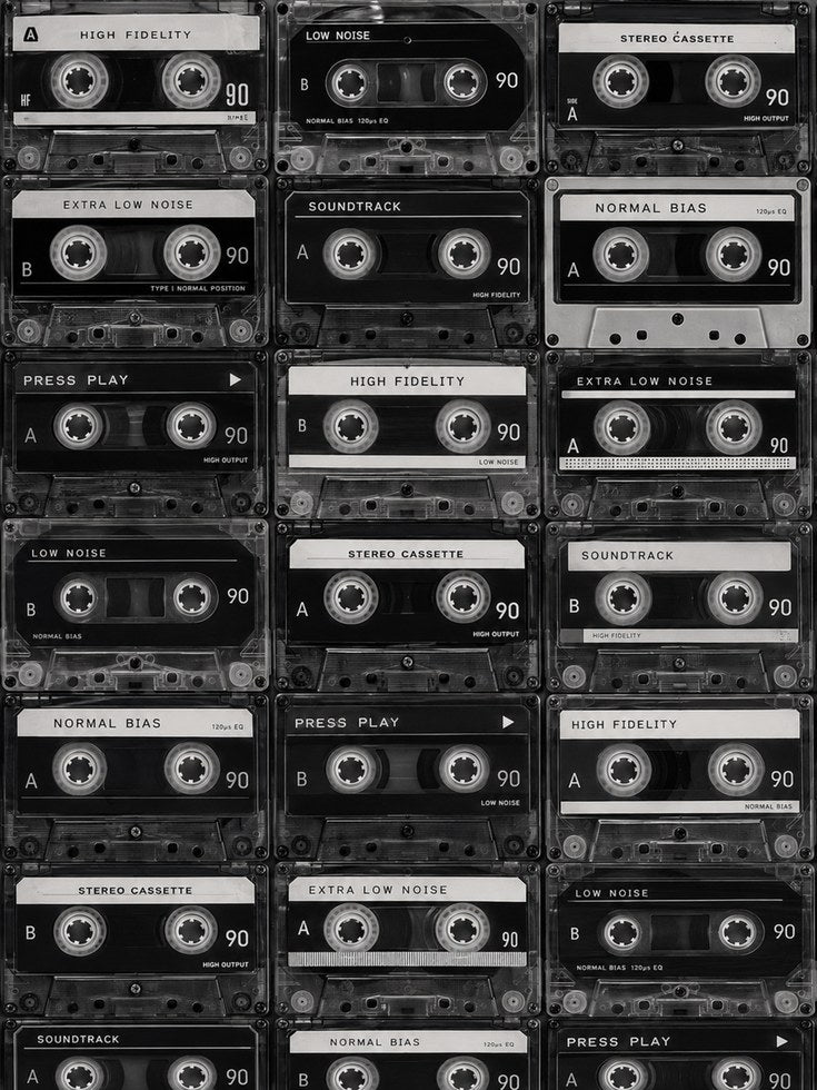 Cassette Tape Print: Nostalgic 90s Music Art (Black & White) - artwork on paper