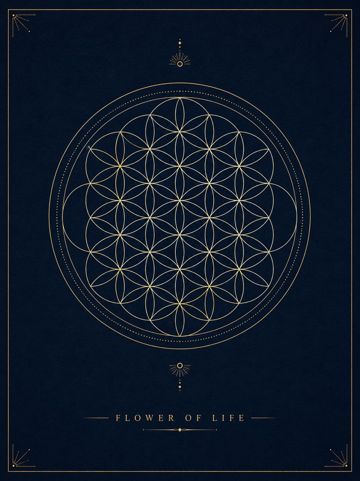 Gold Foil Flower of Life Print - artwork on paper