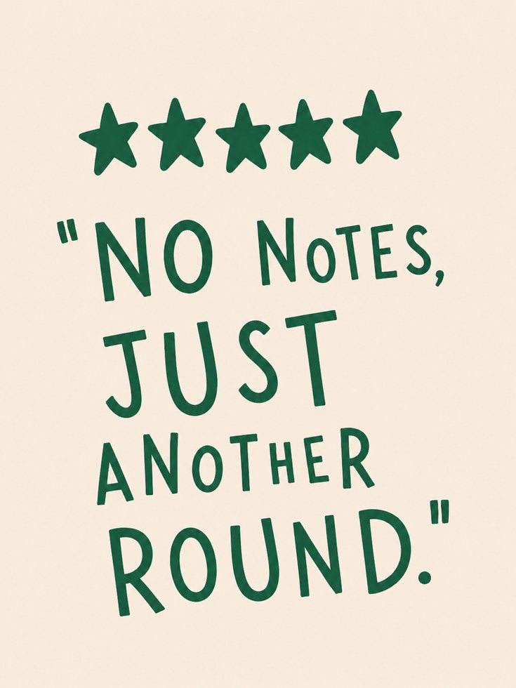 Witty Kitchen Wall Art: Five Star Review Quote (Green Cream Print) - artwork on paper
