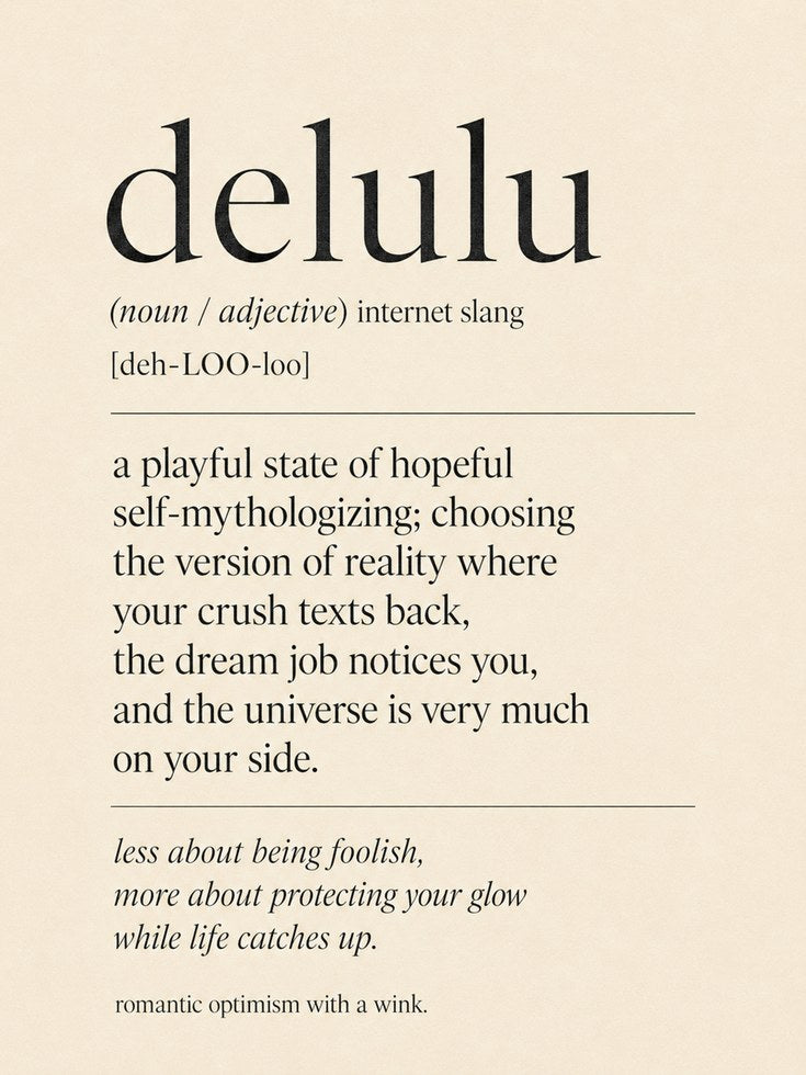 Delulu Definition Print: Modern Typography Wall Art - artwork on paper
