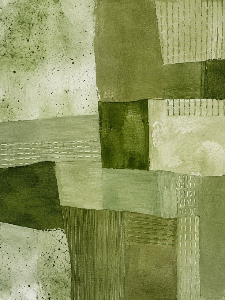 Green Abstract Wall Art - artwork on paper