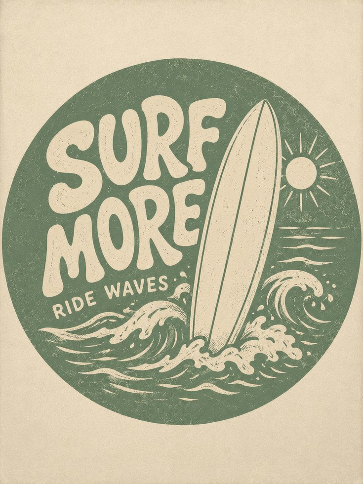 Surf More Vintage Print - artwork on paper