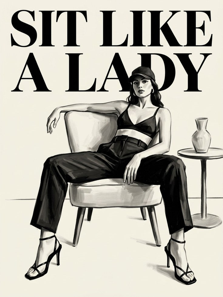 Sit Like A Lady Print: Feminist Fashion Art - artwork on paper