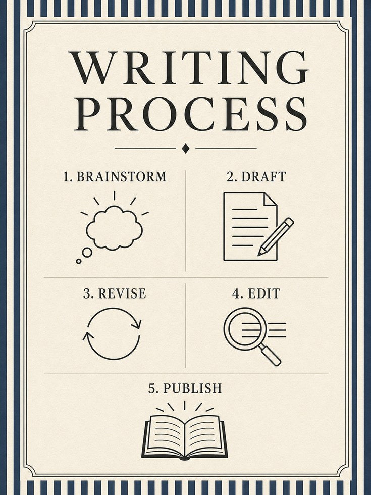Writing Process Poster – Author Wall Art - artwork on paper