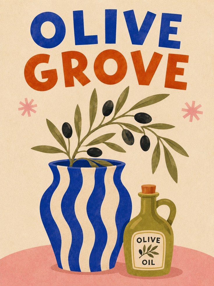 Olive Grove Kitchen Art - artwork on paper