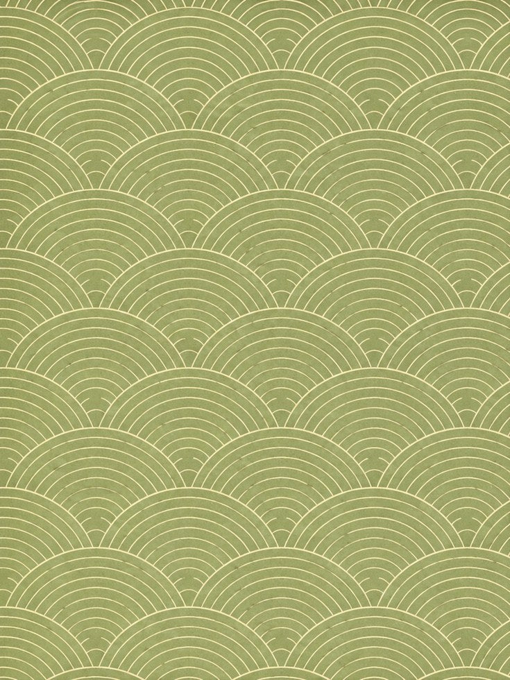 Japanese Wave Pattern Print: Seigaiha Design in Sage Green - artwork on paper