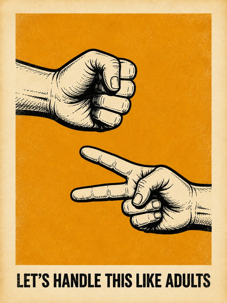 Rock Paper Scissors Vintage Poster: Retro Orange Typography Art - artwork on paper