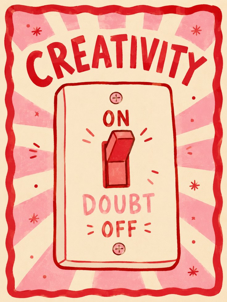 Creativity On Doubt Off Print: Retro Light Switch Poster - artwork on paper