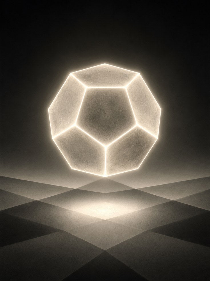 Geometric Dodecahedron Light Print: Minimalist Abstract Art - artwork on paper