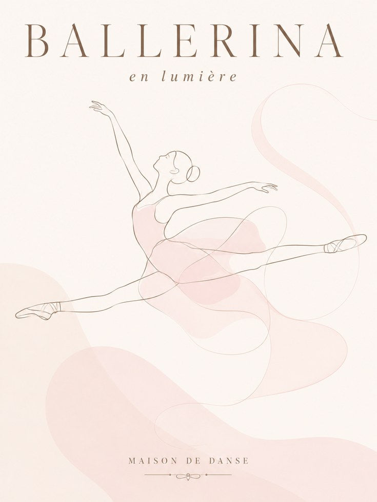 Ballerina Line Art Print - artwork on paper