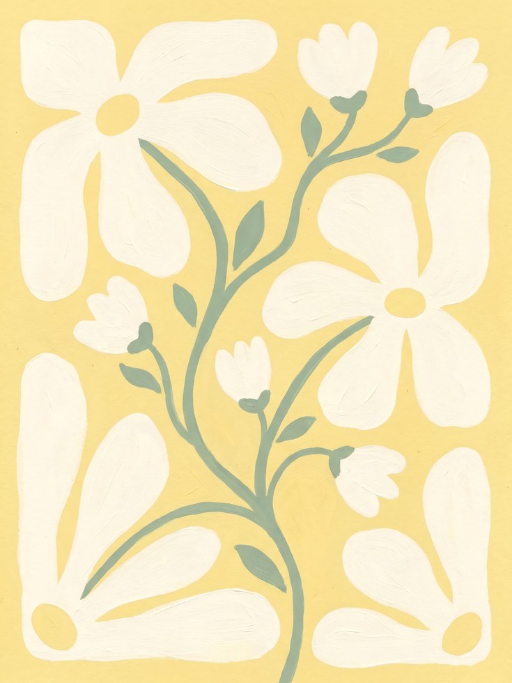 Botanical Wall Art: Yellow Floral Cutout - artwork on paper