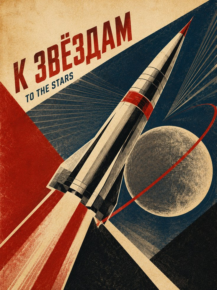Space Poster – Vintage Rocket Wall Art - artwork on paper