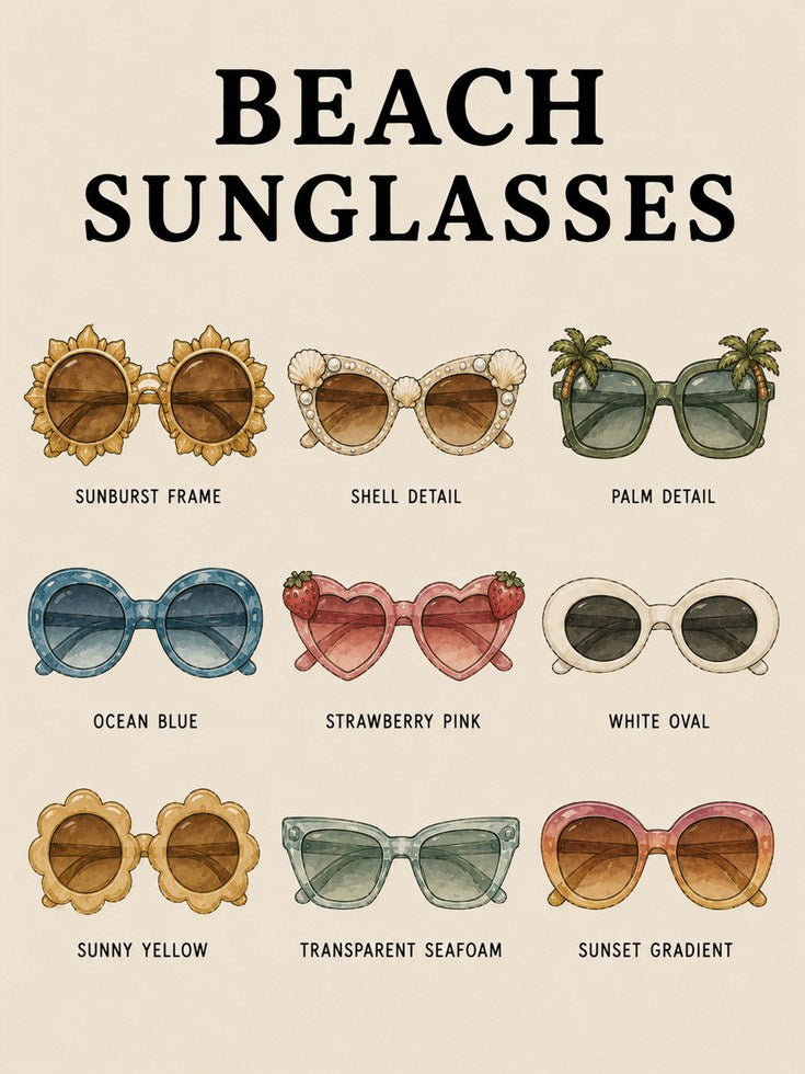 Beach Sunglasses Print — Retro Illustrated Collection - artwork on paper