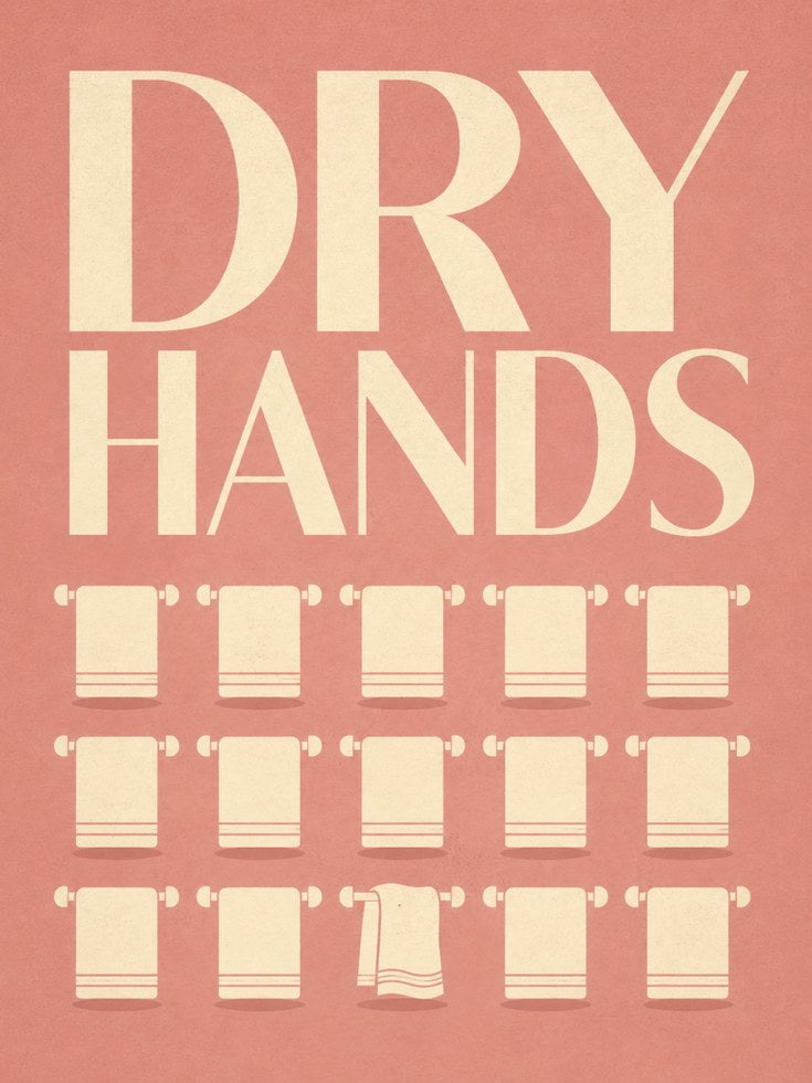 Retro Dry Hands Bathroom Print - artwork on paper