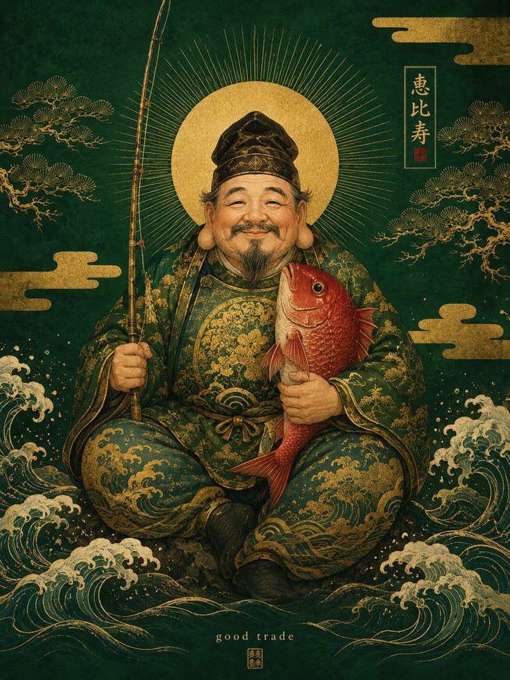 Ebisu Wall Art – Japanese God Print - artwork on paper