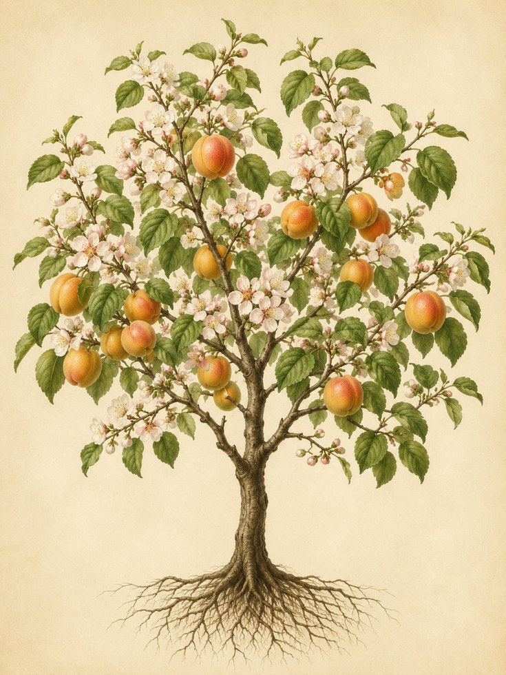 Apricot Tree with Blossoms Print: Vintage Botanical Wall Art - artwork on paper
