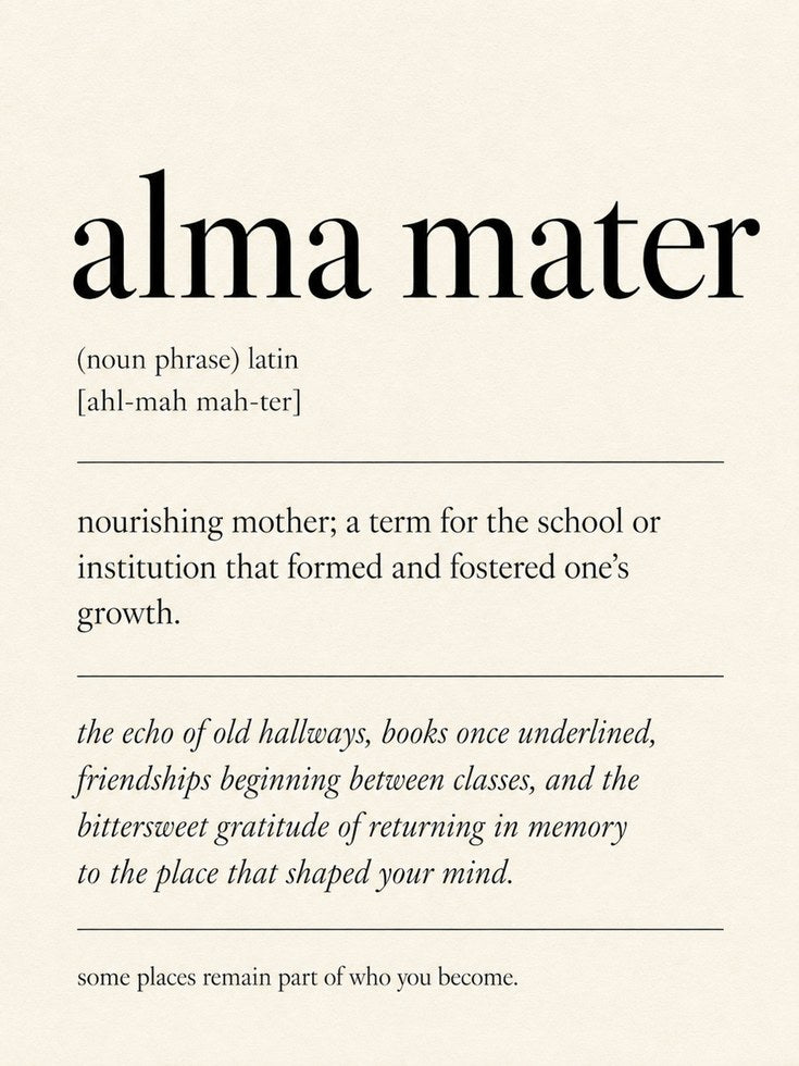 Alma Mater Definition Print: Minimalist Typography Wall Art - artwork on paper