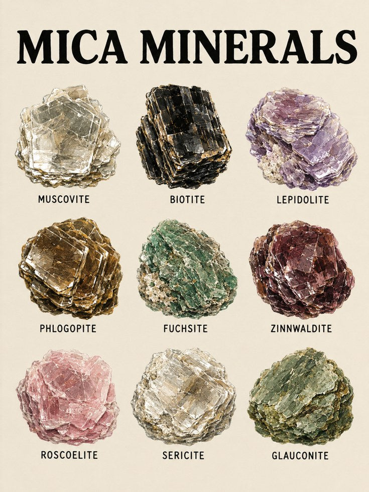 Mica Minerals Educational Print — Vintage Science Illustration - artwork on paper
