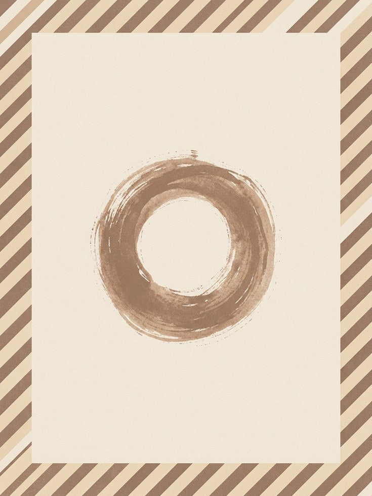 Enso Circle Art Print: Minimalist Brown Zen Brushstroke - artwork on paper