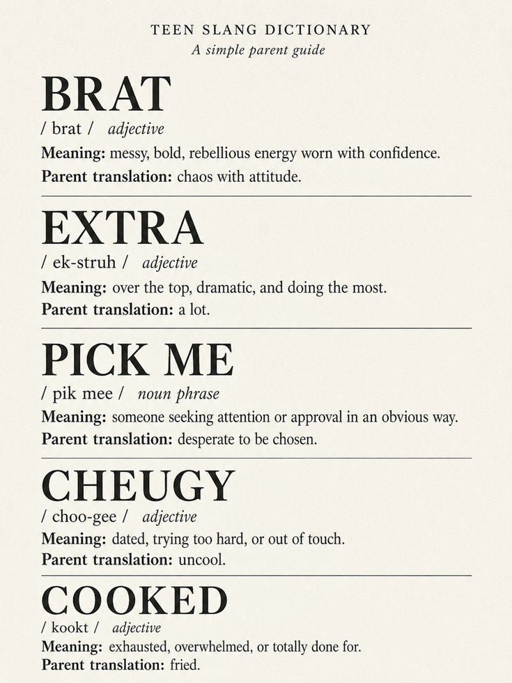 Teen Slang Dictionary Print - artwork on paper