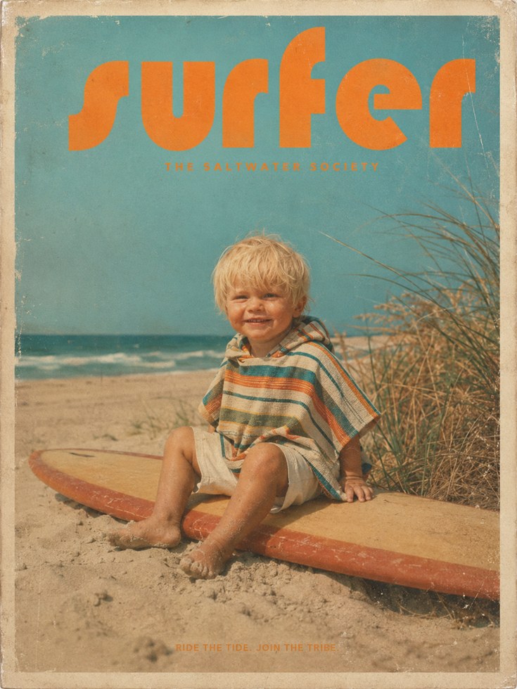 Vintage Surfer Print — Retro Beach Boy Magazine Cover - artwork on paper