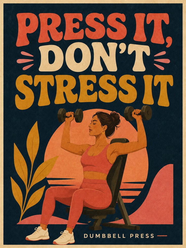 Press It Don't Stress It Gym Poster: Retro Fitness Wall Art - artwork on paper