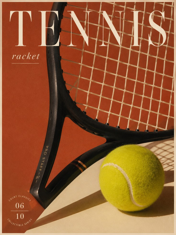 Retro Tennis Poster Print - artwork on paper