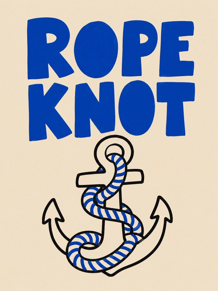 Nautical Wall Art – Rope Knot Anchor Print - artwork on paper