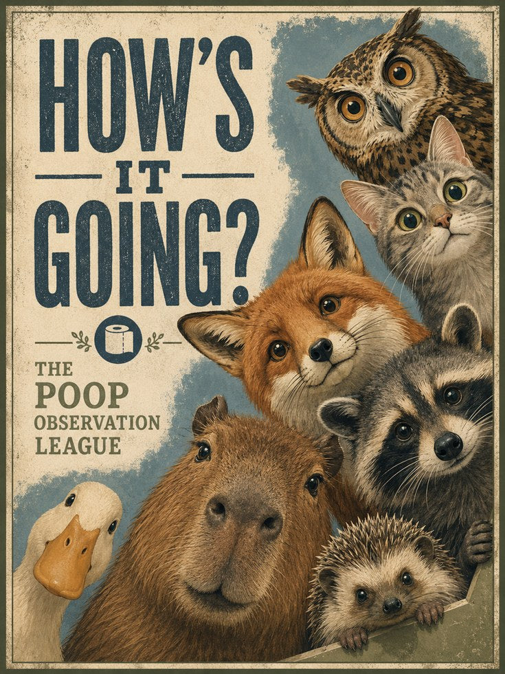 Vintage Animal Poster: Retro Wildlife Illustration Wall Art - artwork on paper