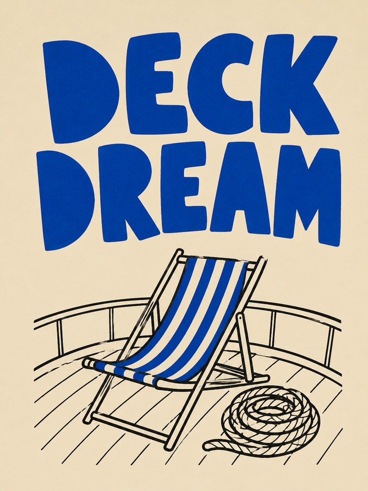 Deck Chair Wall Art – Nautical Beach Print - artwork on paper