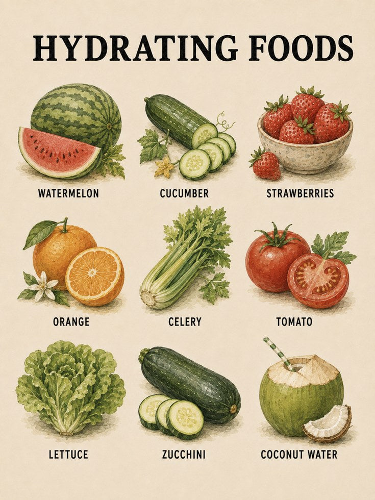Hydrating Foods Poster – Kitchen Wall Art - artwork on paper