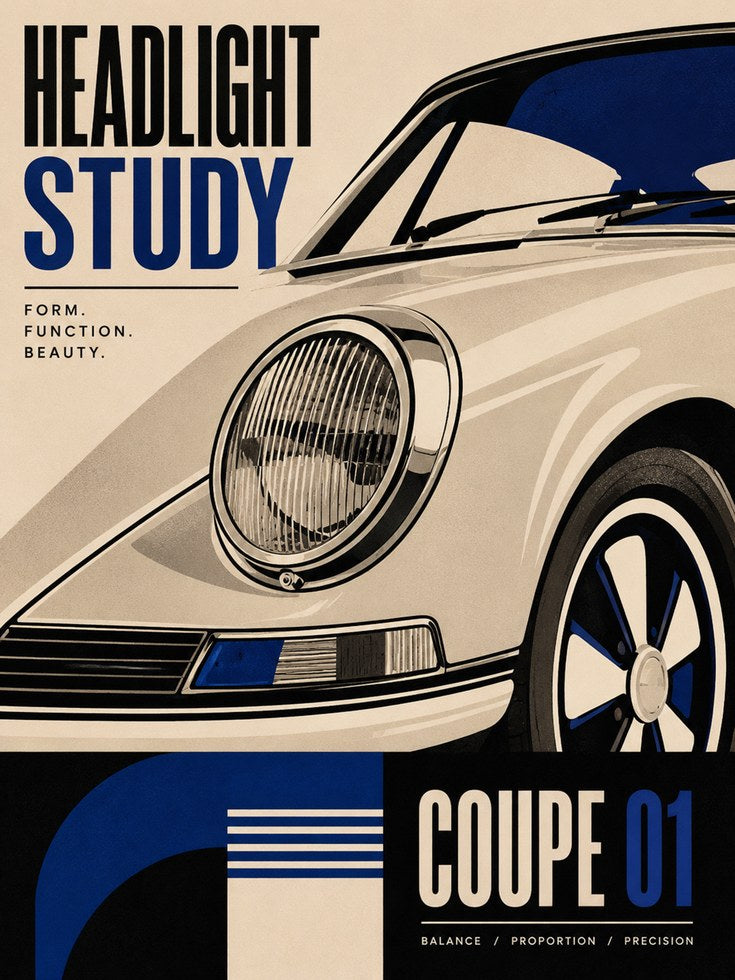Retro Porsche Coupe Print - artwork on paper