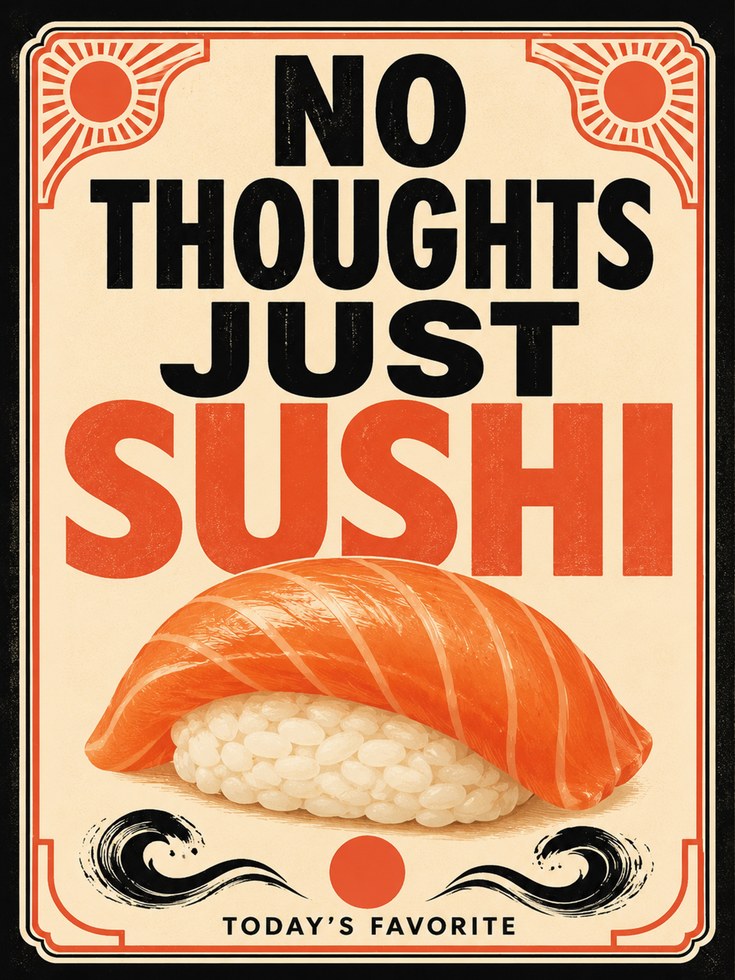 Sushi Kitchen Wall Art – Funny Food Quote Print - artwork on paper