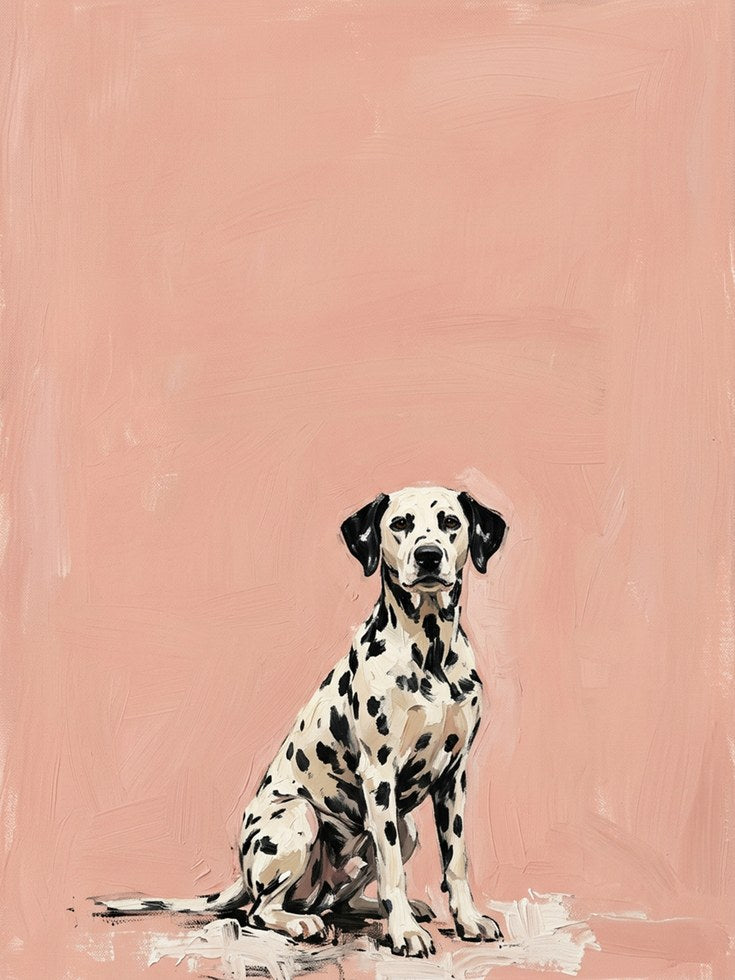Dalmatian Dog Art Print — Hand-Painted Portrait on Pink - artwork on paper