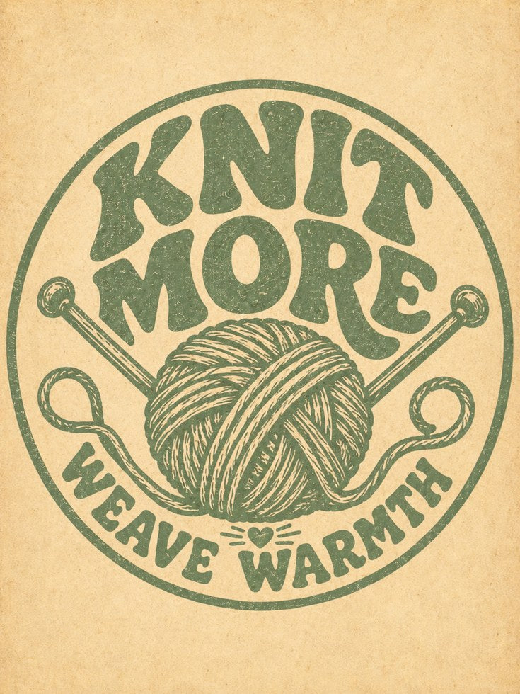 Knit More Weave Warmth Wall Art - artwork on paper