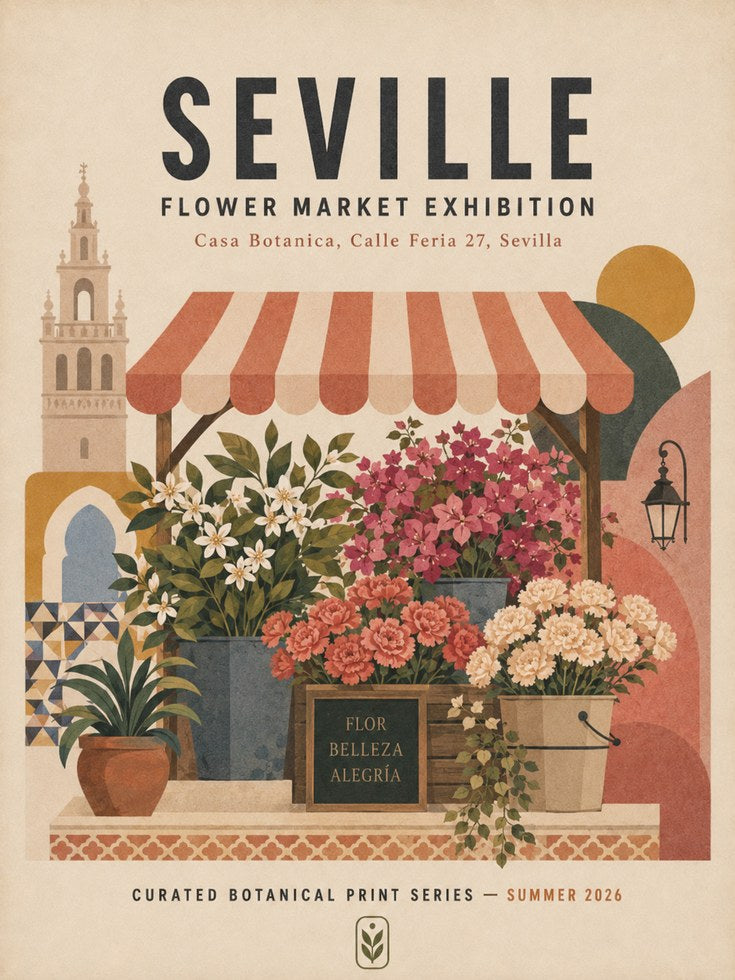 Seville Flower Market Print — Vintage Botanical Travel Poster - artwork on paper
