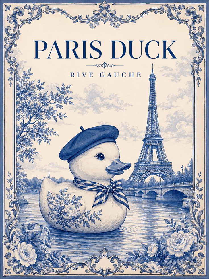 Paris Vintage Poster – French Duck Wall Art - artwork on paper