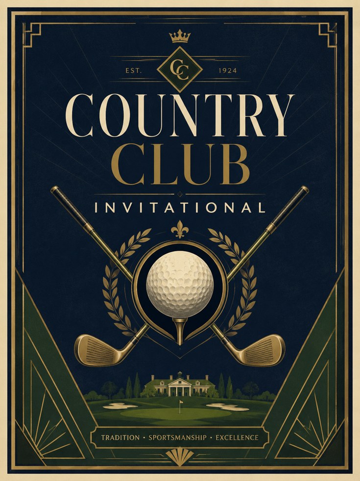Vintage Golf Art Deco Print - artwork on paper