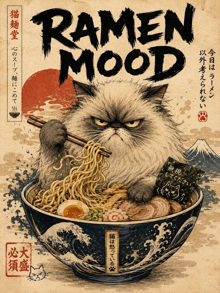 Japanese Cat Wall Art - artwork on paper