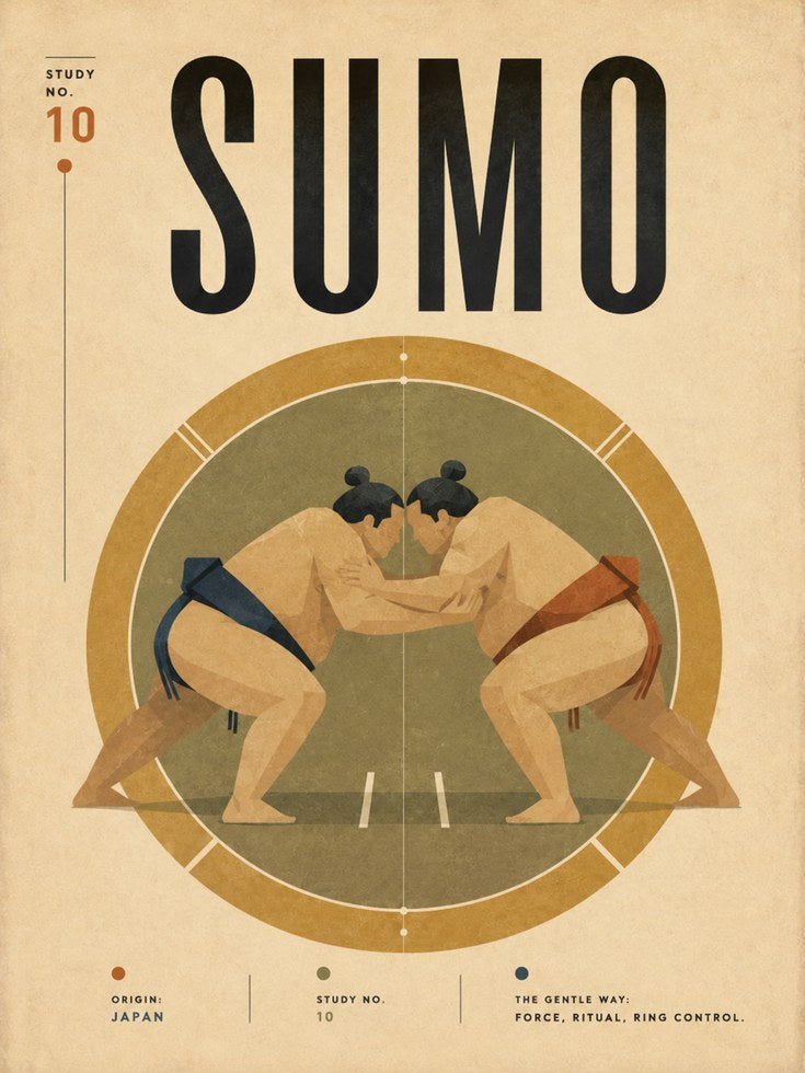 Sumo Wrestling Poster: Vintage Japanese Sports Art Print - artwork on paper