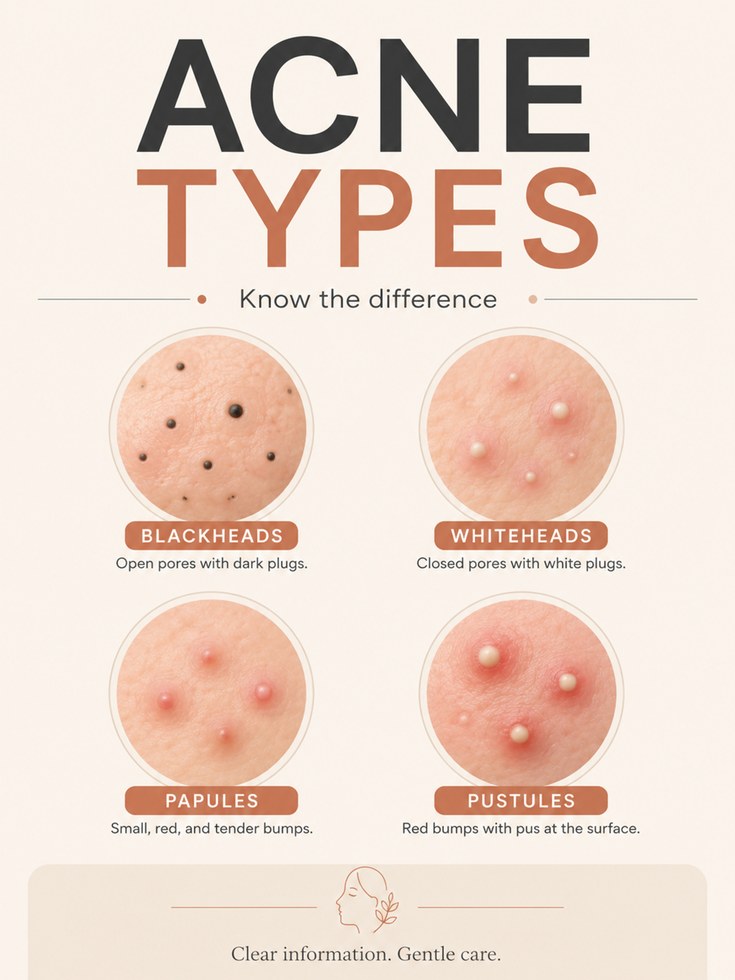 Skincare Poster – Acne Types Educational Print - artwork on paper