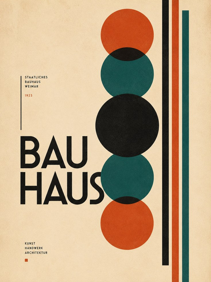 Bauhaus Geometric Circle Poster: Modernist Design Wall Art - artwork on paper