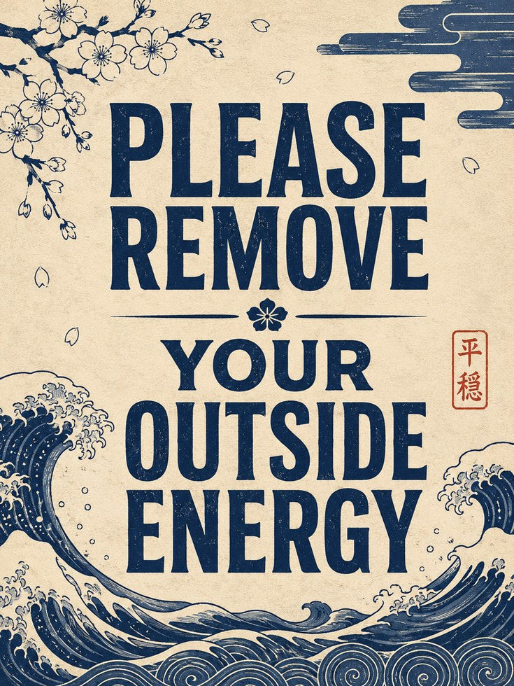 Remove Shoes Sign – Japanese Wave Wall Art - artwork on paper