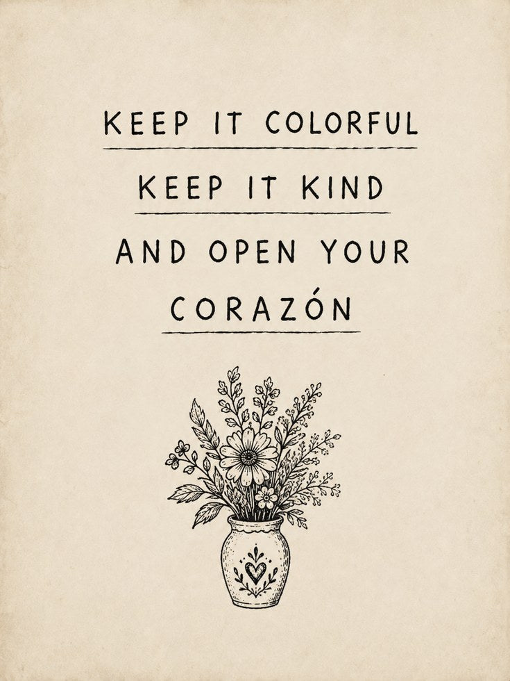 Keep It Colorful Typography Print: Wildflower Vase Illustration - artwork on paper