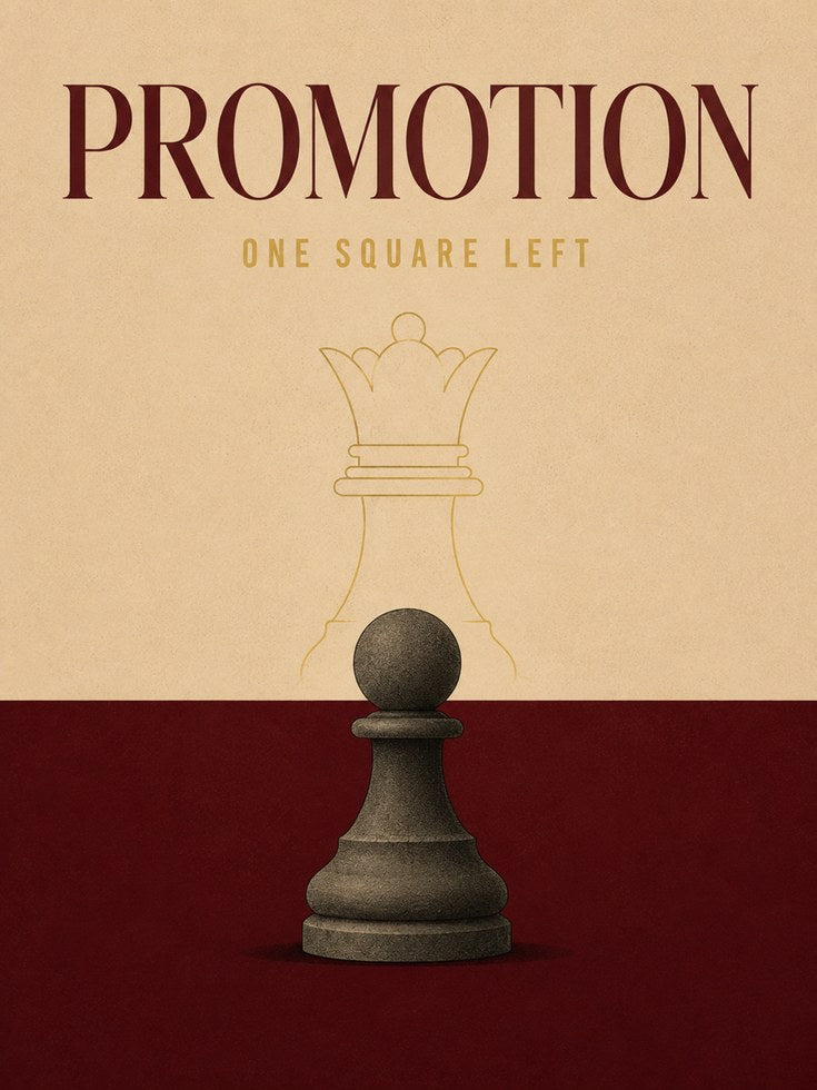 Chess Promotion Poster: Minimalist Pawn to Queen Art Print - artwork on paper