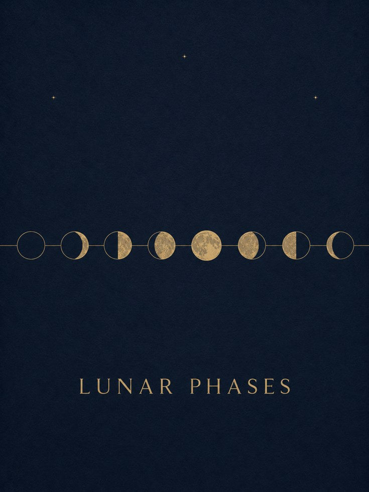 Navy Gold Lunar Phases Wall Art - artwork on paper