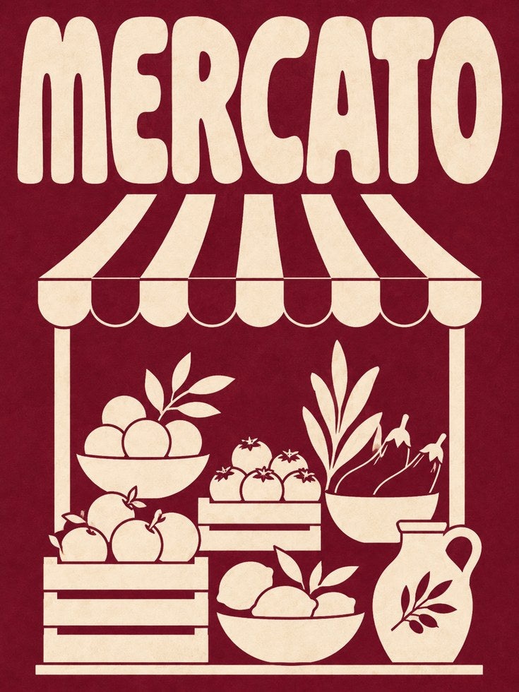Mercato Market Stall Print - artwork on paper