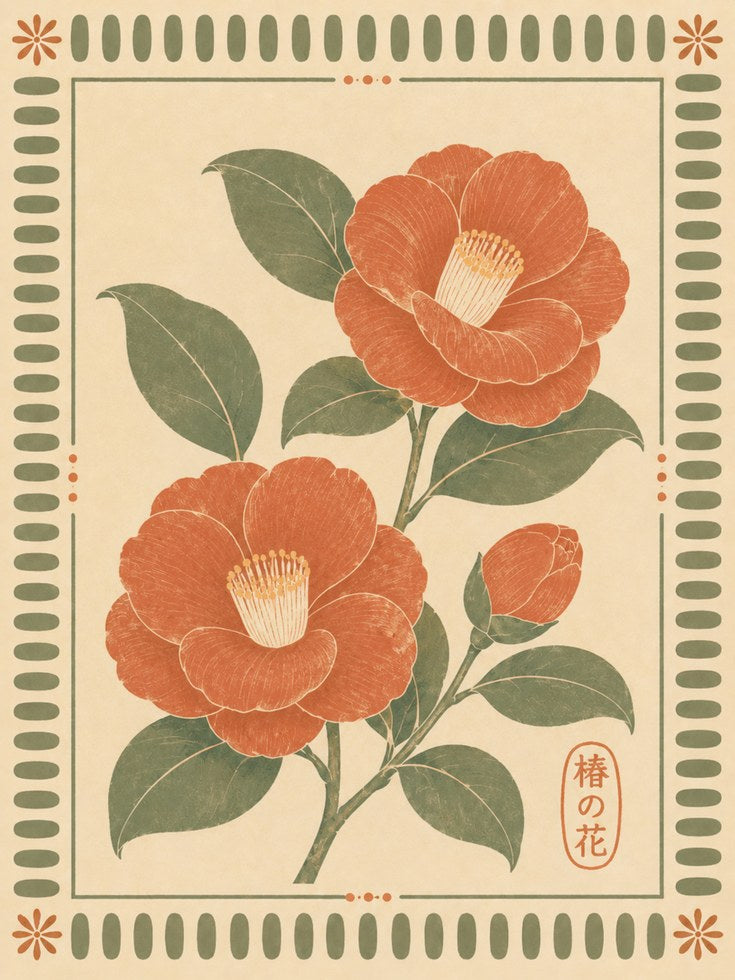 Japanese Botanical Print - artwork on paper