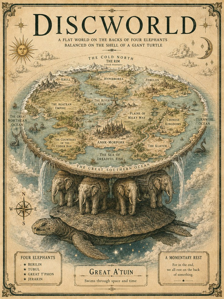 Fantasy Map Poster – Discworld Art Print - artwork on paper